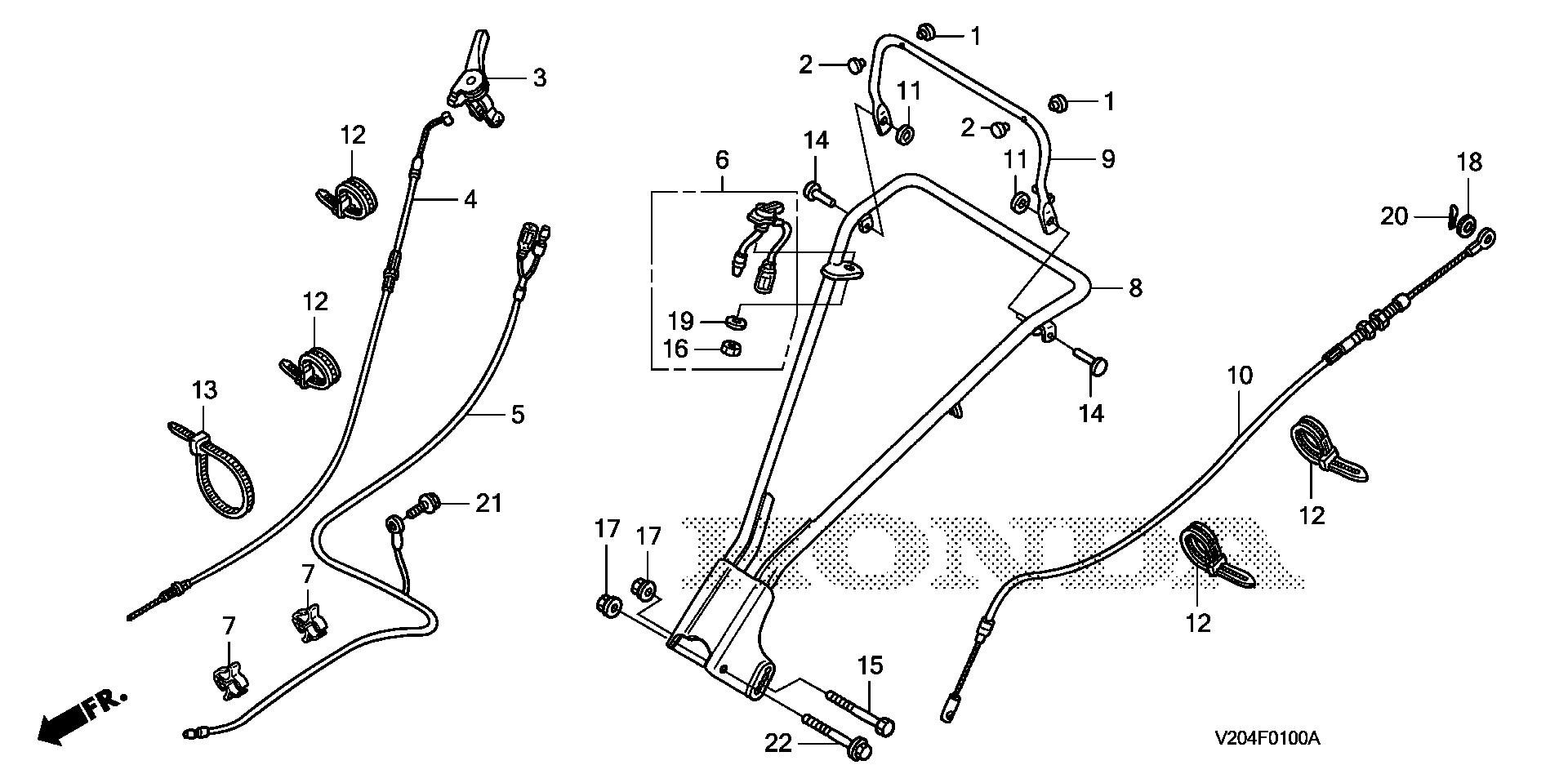 Parts for Tillers FRC FRC800 FRC800 AC FAHJ-1000001-9999999 HANDLEBAR ...